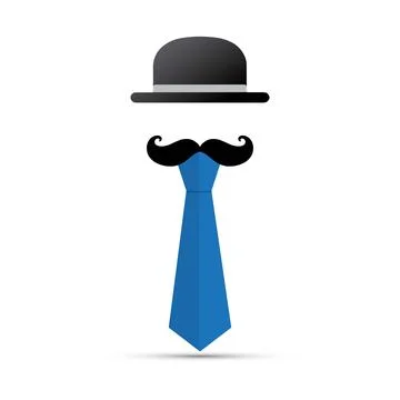 Mustache, hat and btie Stock Illustration