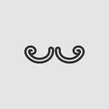 Mustache icon flat Stock Illustration