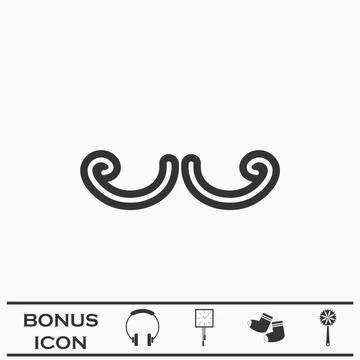Mustache icon flat Stock Illustration