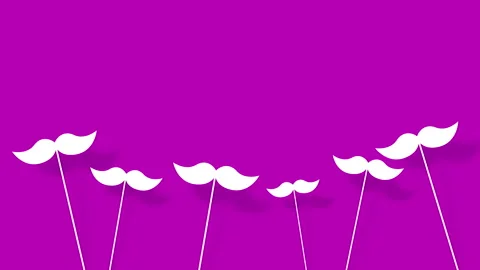 Mustache illustrations over a Magenta background, Minimalist loopable 스톡 동영상 335941799