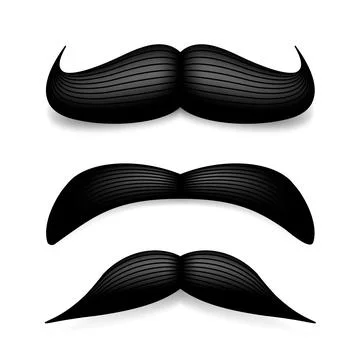 Mustache isolated on white. Black vector vintage moustache. Facial hair.Barber Stock Illustration