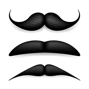 Mustache isolated on white. Black vector vintage moustache. Facial hair.Barber Stock Illustration