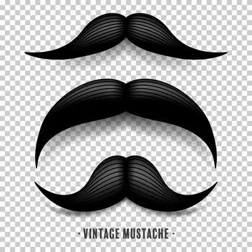 Mustache isolated on white. Black vector vintage moustache. Facial hair.Barber Stock Illustration