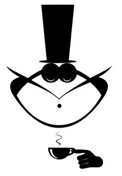 Mustache man in the top hat has a cap of coffee isolated illustration Stock Illustration