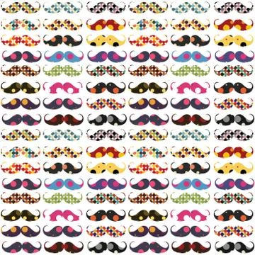 Mustache pattern with polka dots Stock Illustration