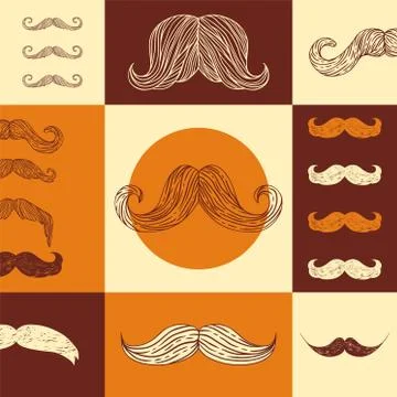 Mustache pattern vector illustration, retro background design patterned in man Illustrazione stock