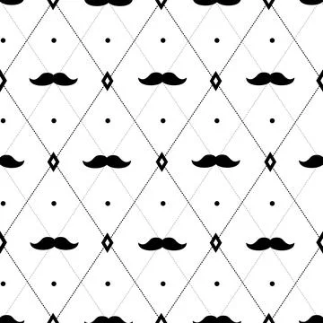 Mustache seamless pattern. Father day retro texture, male classic fabric print Illustrazione stock