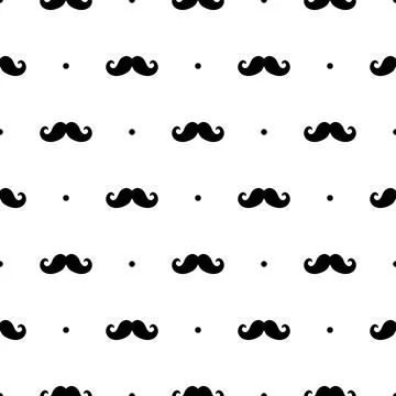 Mustache seamless pattern isolated on white. Simple retro gentelman background Stock Illustration