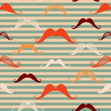 Mustache seamless pattern in vintage style. Stock-Illustration