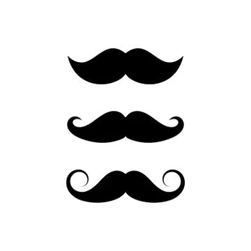 Mustache set of three styles. Mustache sign symbol on white background Stock Illustration