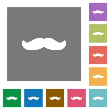 Mustache square flat icons Stock Illustration