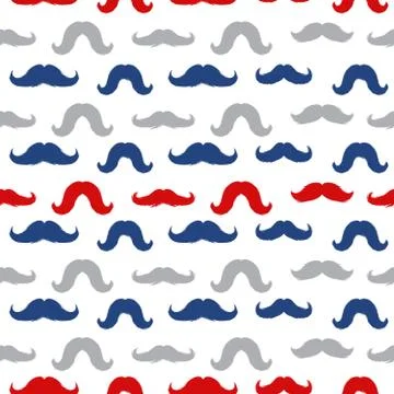 Mustache Vector Seamless Pattern. November Holiday Wrapping. Stock Illustration