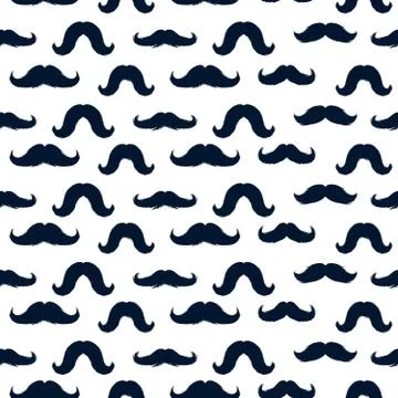 Mustache Vector Seamless Pattern. November Holiday Wrapping. Stock Illustration