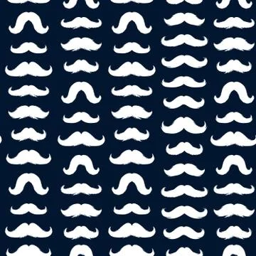 Mustache Vector Seamless Pattern. November Holiday Wrapping. Stock Illustration