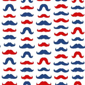 Mustache Vector Seamless Pattern. November Holiday Wrapping. Stock Illustration