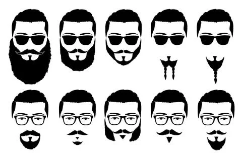 Mustaches and beards Stock Illustration