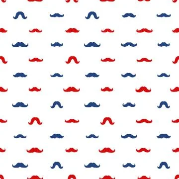 Mustaches Vector Seamless Pattern. November Holiday Wrapping. Stock Illustration