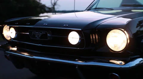 Mustang headlights on off on Stock Footage 23835533