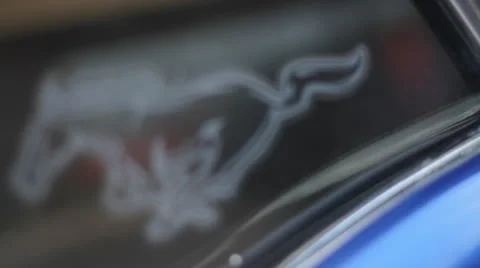 Mustang Logo Rack Focus Stock Footage 25239757