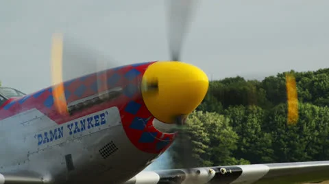 Mustang P-51 engine start 10976 Stock Footage 25001257