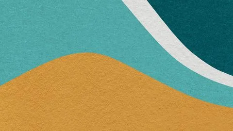 Mustard abstract fluid wavy layered textured paper background with cyan tea.. Stock Illustration
