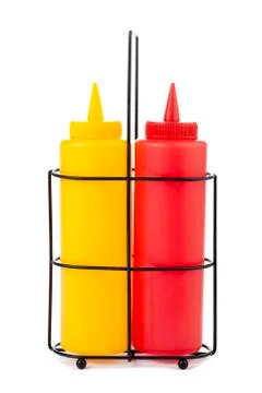 Mustard and catsup bottle Stock Photos