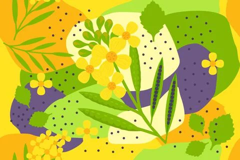 Mustard and seeds elements abstract seamless pattern vector design background Stock Illustration