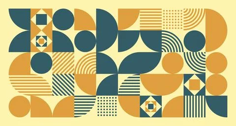 Mustard and Teal Geometric Abstract Pattern Stock Illustration