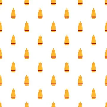 Mustard bottle seamless pattern condiment food background Illustration