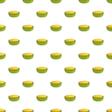 Mustard condiment bowls seamless pattern design Illustrazione stock