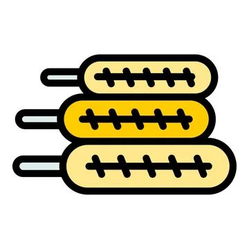 Mustard corn dog icon vector flat Stock Illustration