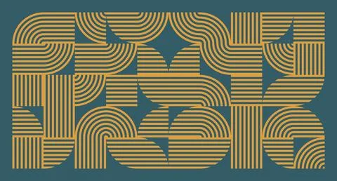 Mustard Line Wave Geometric Pattern Stock Illustration
