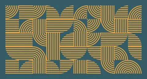 Mustard Line Wave Geometric Pattern Stock Illustration