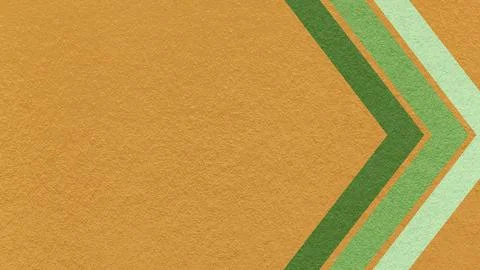 Mustard paper texture background with green, olive chevron corner stripes and Stock Illustration