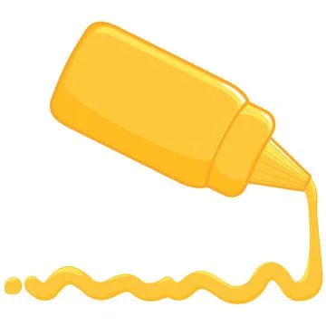 Mustard sauce spilling from bottle. Vector illustration. Illustrazione stock