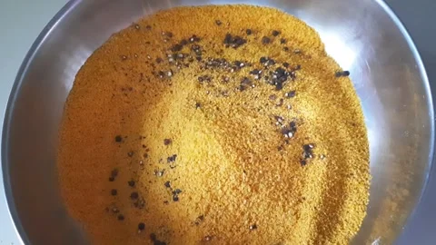 Mustard Split Pouring Over Spices for Mango Pickle Mix 스톡 동영상 337238351