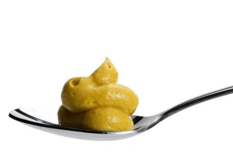 Mustard on a spoon Stock-Fotos