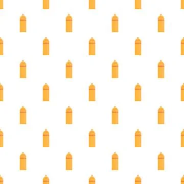 Mustard squeeze bottle seamless pattern over white background Ilustração Stock