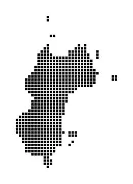 Mustique map. Map of Mustique in dotted style. Borders of the island filled.. Stock Illustration