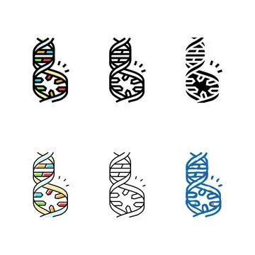 Mutated dna genetic engineering color styleset icon vector Stock Illustration