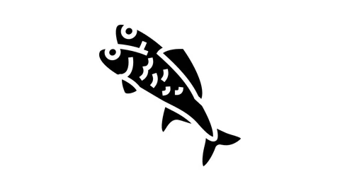Mutated fish deformities glyph icon animation Stock Footage 326140409