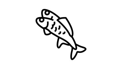 Mutated fish deformities line icon animation Stock Footage 326121924