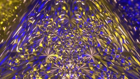 Mutating crystals highlighted by yellow blue and magenta light Stock Footage 201012229