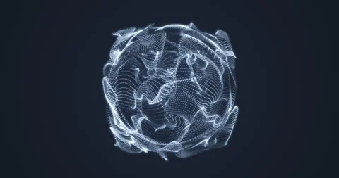 A mutating moving sphere of layers of luminous particles Stock Footage 242807163