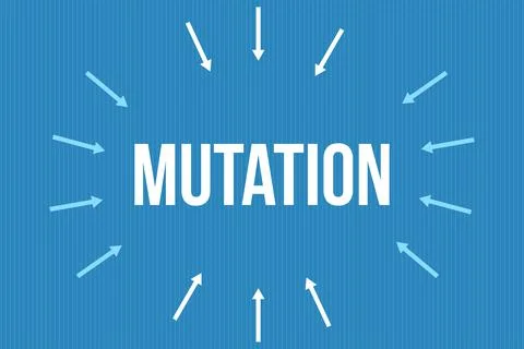 Mutation typography on blue background design. Mutation text poster Stock Illustration