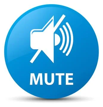 Mute cyan blue round button Stock Illustration