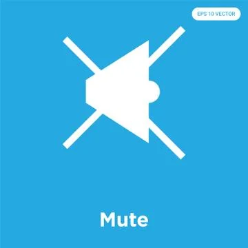 Mute icon isolated on blue background Free Stock Illustration
