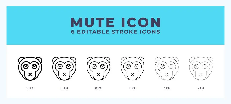 Mute monkey icon symbol. Isolated. Vector illustration with editable stroke. Stock Illustration