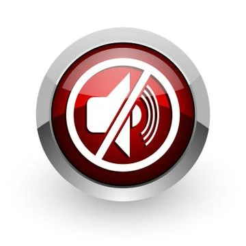 Mute red circle web glossy icon. Stock-Illustration