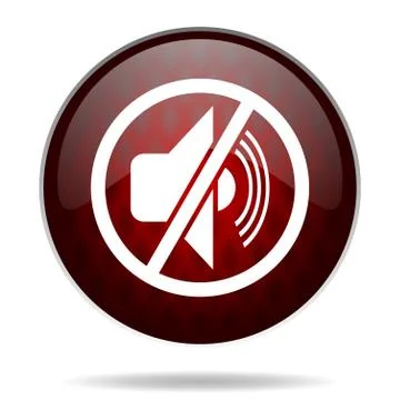 Mute red glossy web icon on white background. Stock Illustration